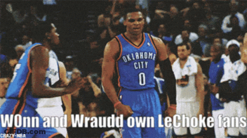 Oklahoma City Basketball Players Celebrating Win GIF