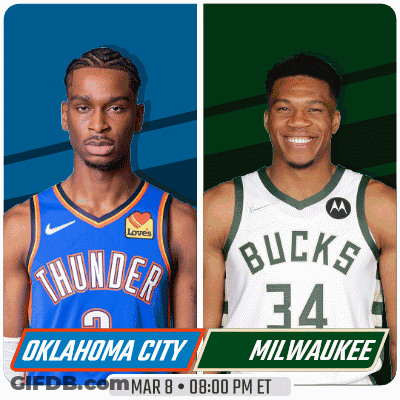 Oklahoma City Thunder And Milwaukee Bucks Basketball Players GIF