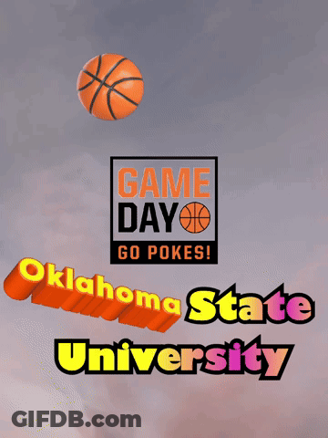 Oklahoma State University Game Day Poster With Basketball GIF