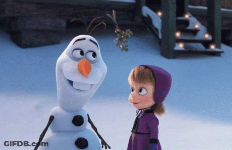 Olaf Being Kissed By A Kid GIF