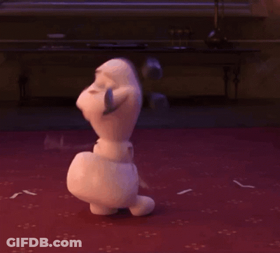 Olaf Confident Walk Modeling GIF