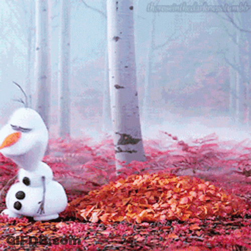 Olaf Diving On Autumn Leaves GIF