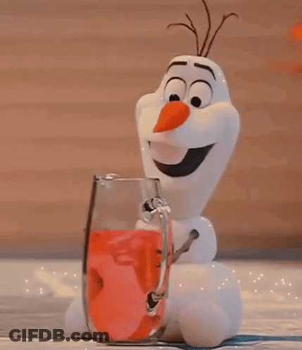 Olaf From Frozen Is Holding A Jar Of Candy In His Mouth . GIF