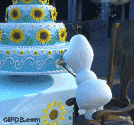 Olaf Frozen Sneaky Eating Cake GIF