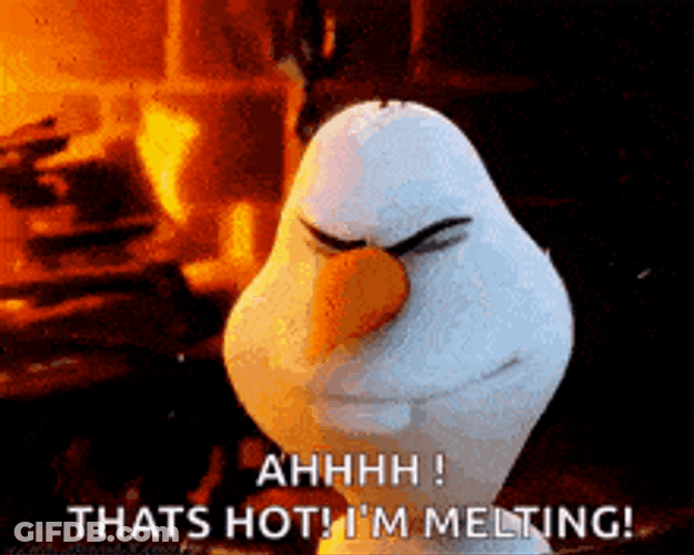 Olaf Shouting That's Hot I'm Melting GIF