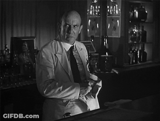 Old Bartender Cleaning Mug GIF