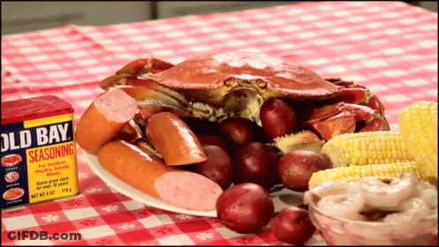 Old Bay Seasoning Box Next To Plate Of Food GIF