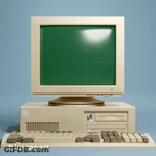 Old Computer With Green Screen And Instacart Keyboard GIF