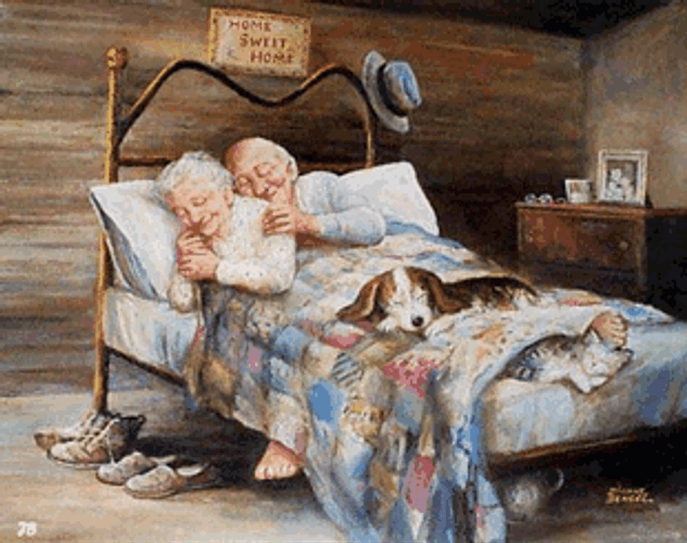Old Couple Hold Hands Sleeping GIF