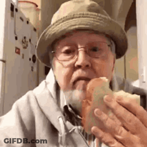 Old Guy Eating Sandwich GIF