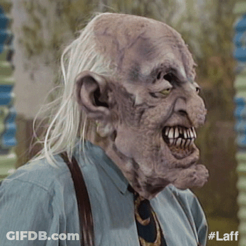 Old Guy Scary Face Mask GIF