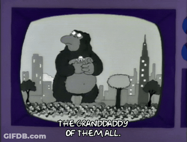 Old King Kong Cartoon Eating Tree GIF