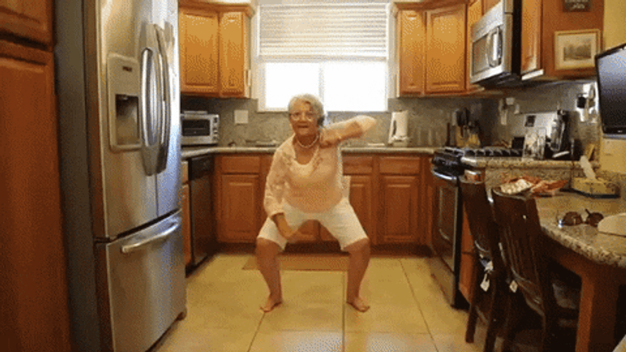 Old Lady Awkward Kitchen Dancing GIF