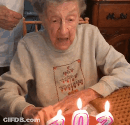 Old Lady Birthday Cake Dentures GIF