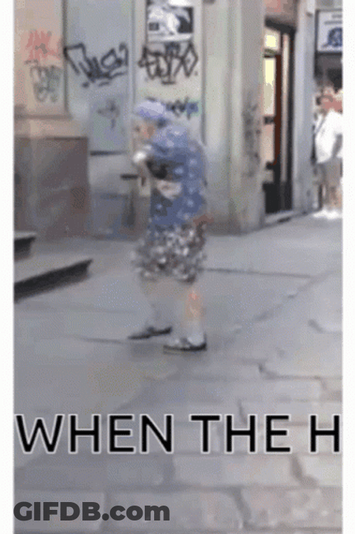 Old Lady Birthday Street Dance GIF