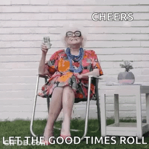 Old Lady Cheers GIF