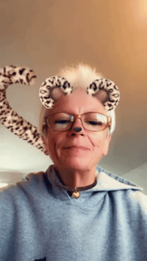 Old Lady Cute Cougar Ears Face App GIF