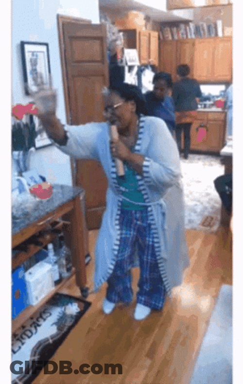 Old Lady Dancing In Robe GIF