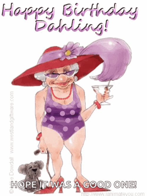 Old Lady Female Greeter Happy Birthday Darling GIF