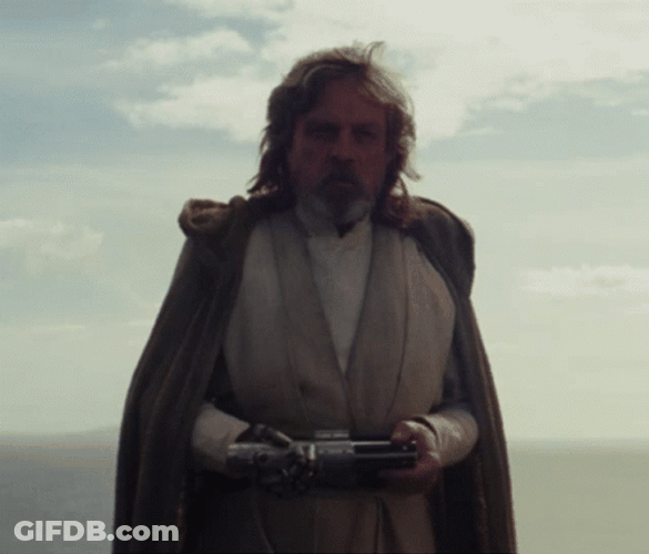 Old Luke Skywalker Throwing Light Saber GIF