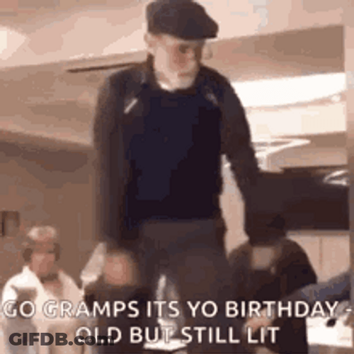 Old Man Birthday Dancing Lit GIF