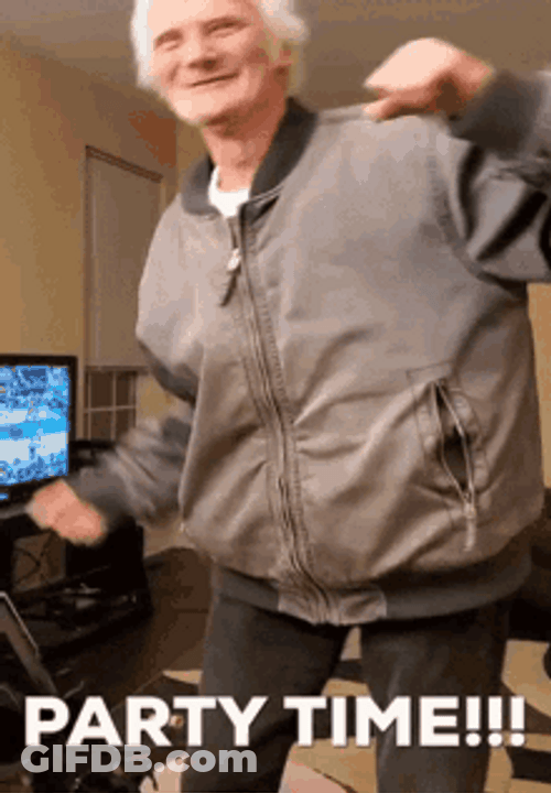Old Man Birthday Party Time Dancing GIF