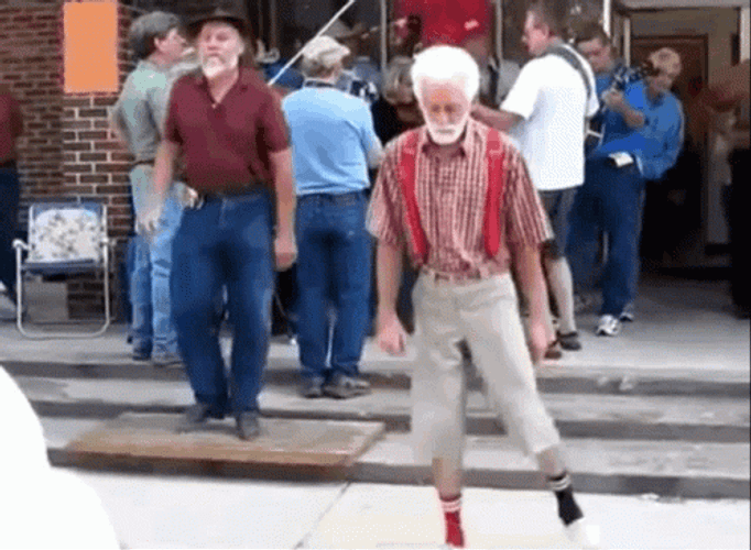Old Man Doing Footwork GIF