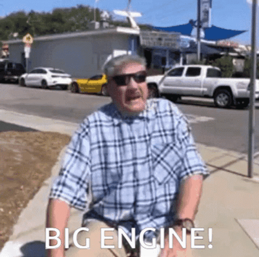 Old Man Expressing Love For Big Engine GIF