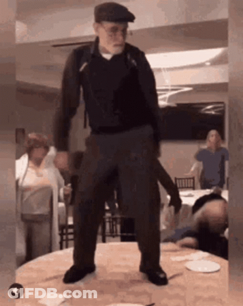 Old Man Grandpa Floss Dancing On Table GIF