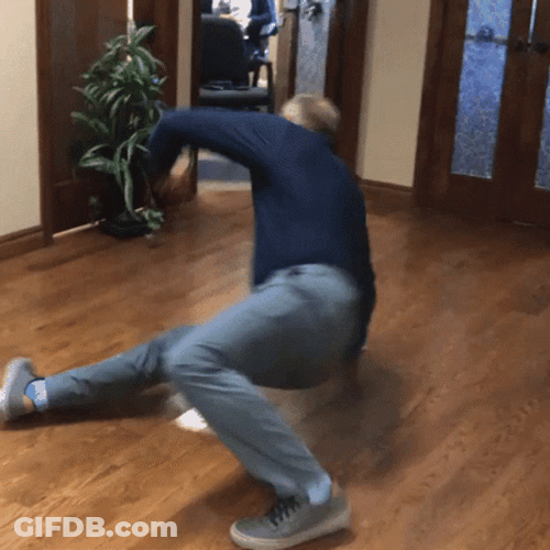 Old Man In Blue Break Dance GIF