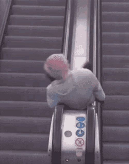 Old Man In Escalator GIF