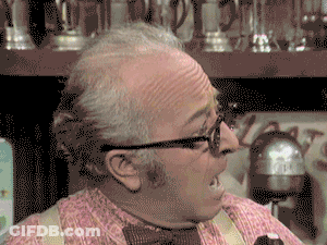 Old Man In Suspenders And Glasses Screaming GIF