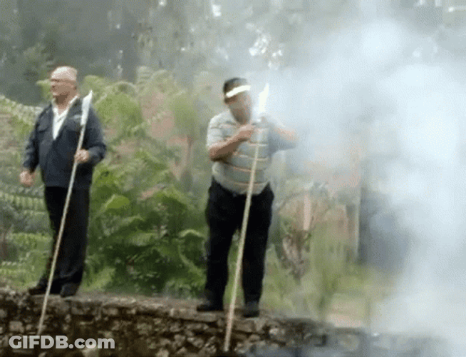 Old Man Lighting Firecracker GIF