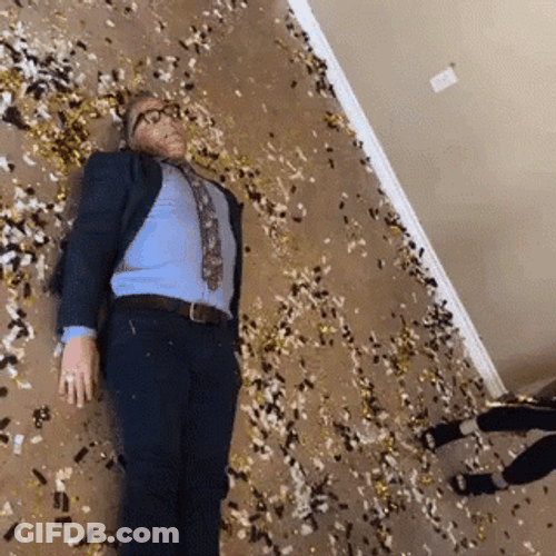 Old Man Lying Down Pouring Glitter Bomb GIF