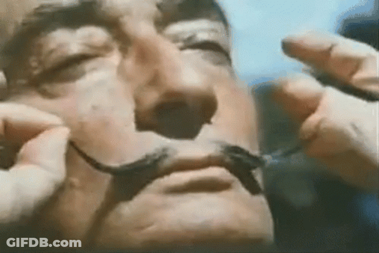 Old Man Pulling His Permed Mustache GIF