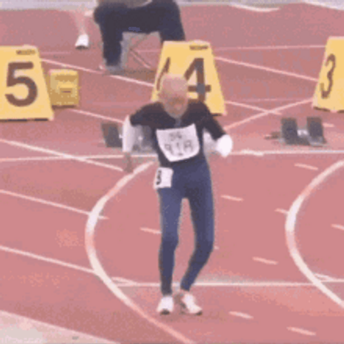 Old Man Running Marathon GIF