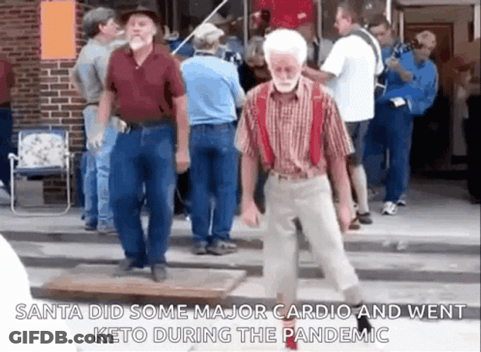 Old Man Santa Loosing Weight GIF