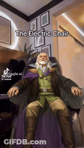 Old Man Sitting In Electric Chair GIF