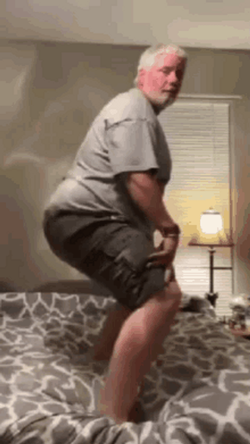 Old Man Twerking On Bed GIF