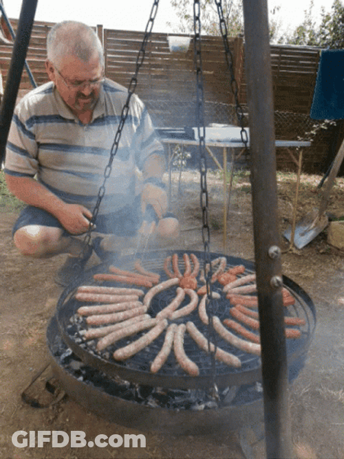 Old Man Unique Grilling Way GIF