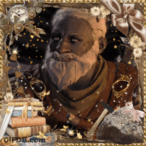 Old Man With Beard And Clock GIF