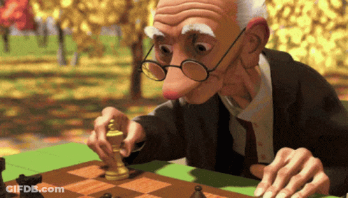 Old Man With Glasses Playing Chess GIF
