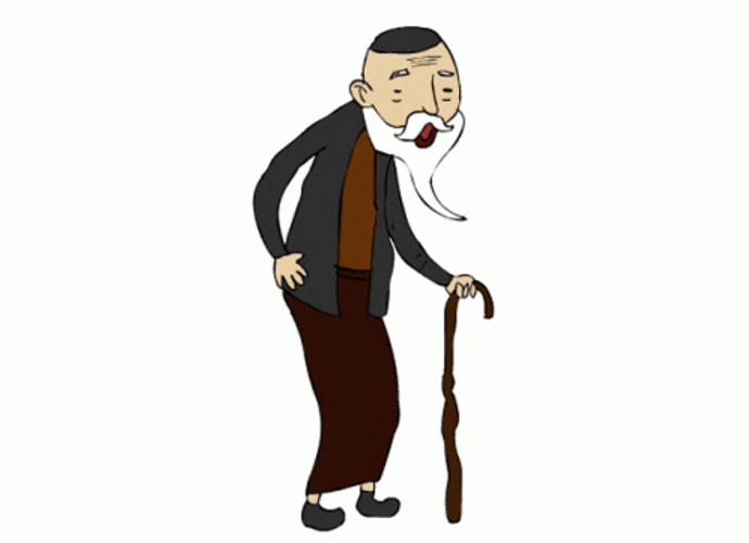 Old Man With Walking Stick GIF
