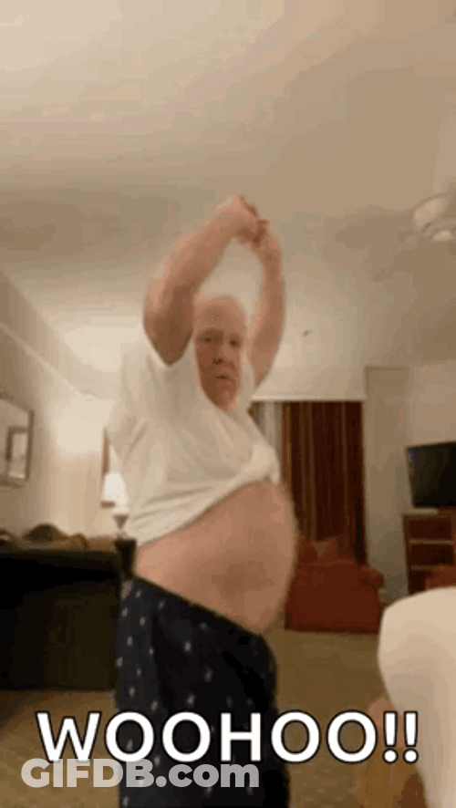 Old Man Woohoo Dancing Tummy GIF