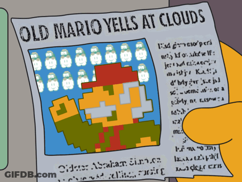 Old Mario Yells At Clouds Paper GIF