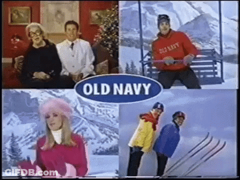 Old Navy Snow Advertisement Collage GIF