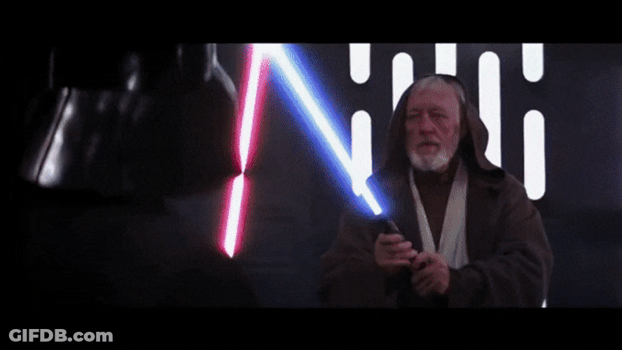 Old Obi Wan Knocked Down By Darth Vader GIF