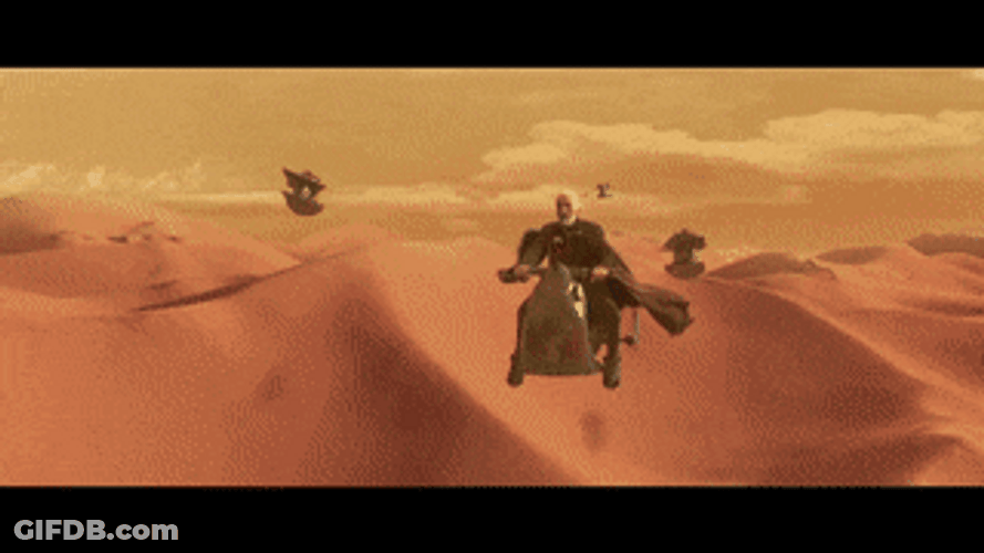 Old Obi Wan Riding Speeder Bikes GIF