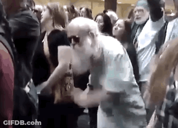 Old People In The Crowd Dancing GIF