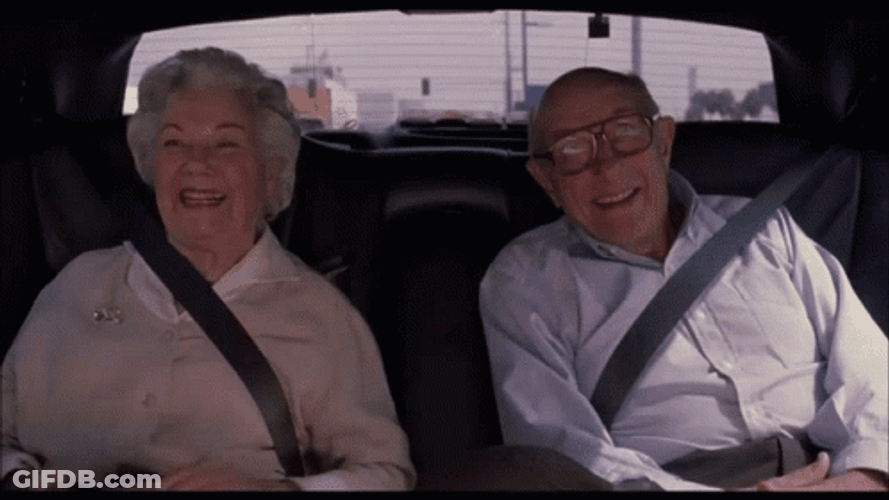 Old People Riding On Taxi GIF
